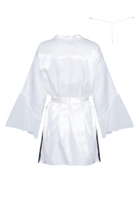 Beauty Night Sara Peignoir White – biały satynowy peniuar + stringi