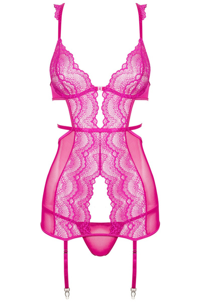 Beauty Night Peyton Chemise Purple – purpurowa koszulka z koronką + stringi