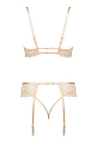 Beauty Night Rose Set Nude – cielisty koronkowy komplet z pasem