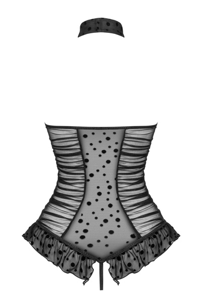 Beauty Night Carlotta teddy black – body z tiulu w groszki