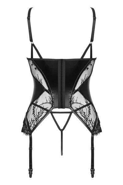 Beauty Night Leonela Corset – czarny gorset: koronka + à la latex
