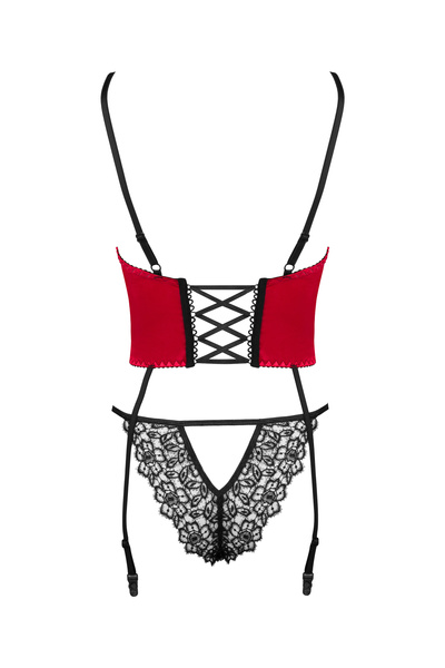Beauty Night Olena – czerwony gorset z satyny + gipiura