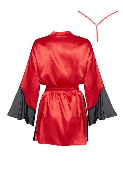 Beauty Night Sara Peignoir Red – czerwony satynowy peniuar + stringi