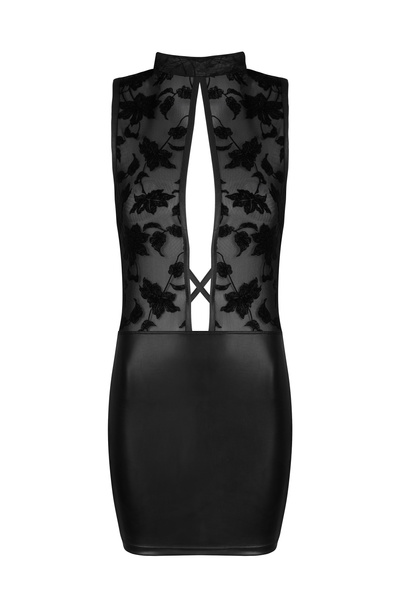 Beauty Night Cameron – tiul + ekoskóra, głęboki dekolt