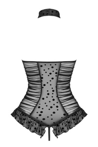 Beauty Night Carlotta teddy black – body z tiulu w groszki
