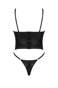 Beauty Night Sasha – komplet z ekoskóry, gorset + stringi