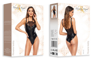 Beauty Night Roxana – body à la latex + tiul, złoty zamek