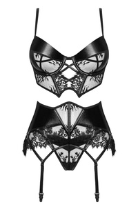 Beauty Night Leonela set black – czarny komplet: koronka + wetlook