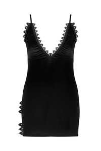 Beauty Night Paloma Dress – welurowa mini z gipiurą