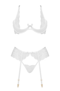 Beauty Night Rose Set White – biały koronkowy komplet z pasem