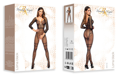Beauty Night Lorna Bodystocking Black – czarny bodystocking w kwiaty