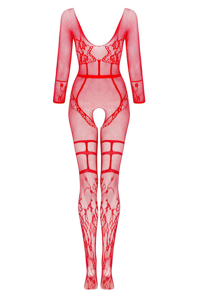 Beauty Night Lorna Red – czerwony bodystocking w kwiaty