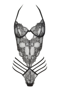 Beauty Night Denver Teddy Black – czarne koronkowe body z fiszbinami