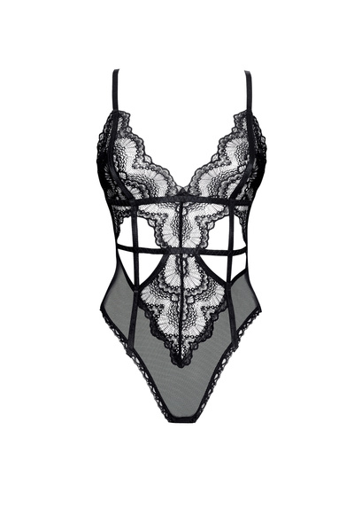 Beauty Night Peyton Teddy — body, koronka i siateczka, czarne