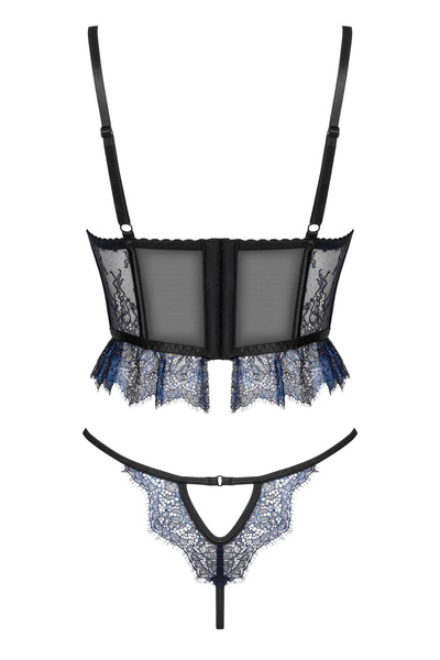 Beauty Night Saphira Set – czarny komplet z szafirową koronką