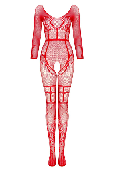Beauty Night Lorna Red – czerwony bodystocking w kwiaty