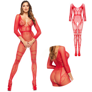 Beauty Night Lorna Red – czerwony bodystocking w kwiaty