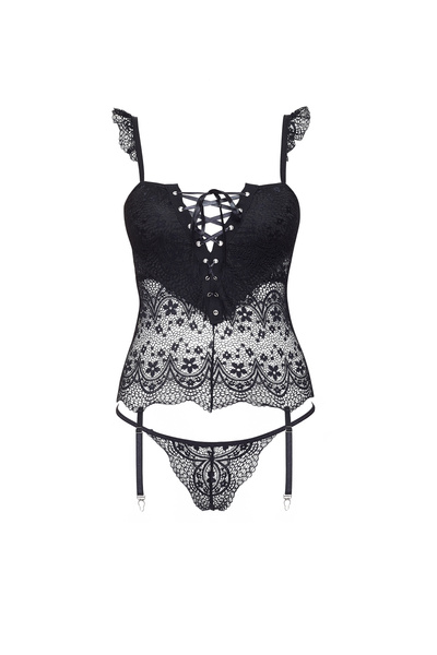 Beauty Night Alena Corset – koronkowy gorset bez fiszbin + stringi