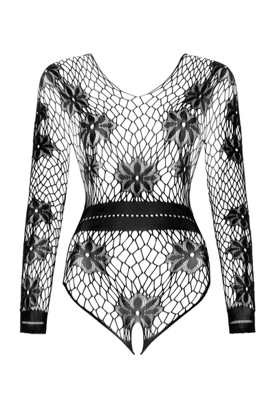 Beauty Night Regina Black – czarne body z siateczki w kwiaty