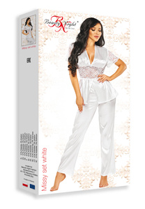 Beauty Night Missy Set White – biała satynowa piżama z koronką
