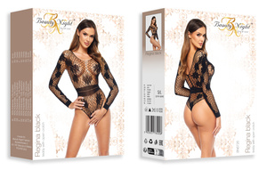 Beauty Night Regina Black – czarne body z siateczki w kwiaty