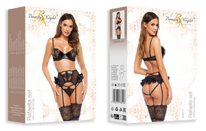 Beauty Night Rafaella – koronka, tiul i wetlook, pas + stringi