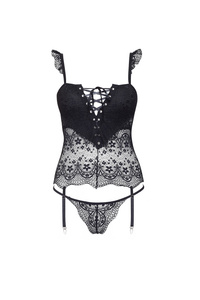 Beauty Night Alena Corset – koronkowy gorset bez fiszbin + stringi