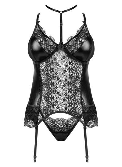 Beauty Night Noir Fantasy Corset – koronkowy gorset, stringi