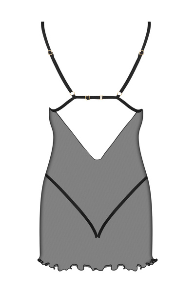 Beauty Night Davina Chemise – czarna halka z koronką i tiulem