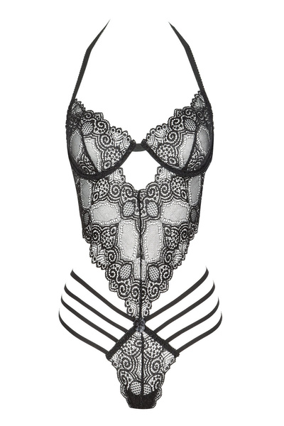 Beauty Night Denver Teddy Black – czarne koronkowe body z fiszbinami