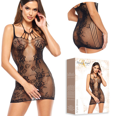 Beauty Night Anya Dress – koronkowa mini z siateczką