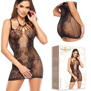 Beauty Night Anya Dress – koronkowa mini z siateczką