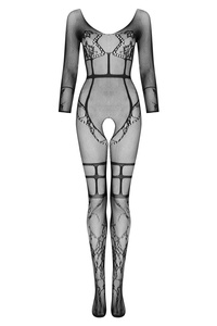 Beauty Night Lorna Bodystocking Black – czarny bodystocking w kwiaty