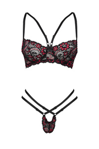 Beauty Night Rosalinda – czarna koronka z czerwonymi kwiatami