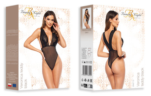 Beauty Night Veronica teddy black – czarne koronkowe body