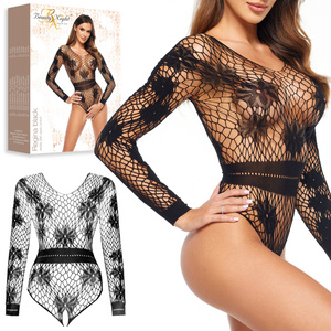 Beauty Night Regina Black – czarne body z siateczki w kwiaty