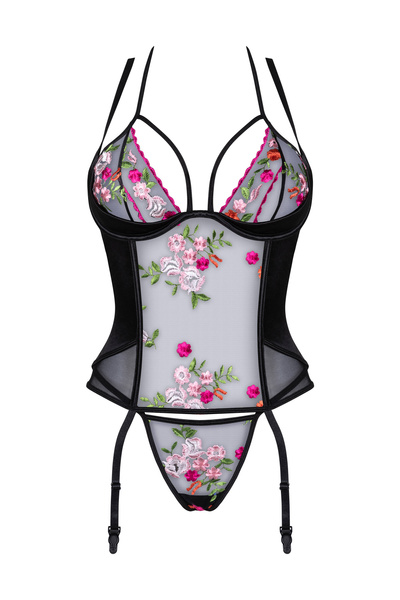 Beauty Night Joanna Corset – haftowany gorset z tiulem + stringi