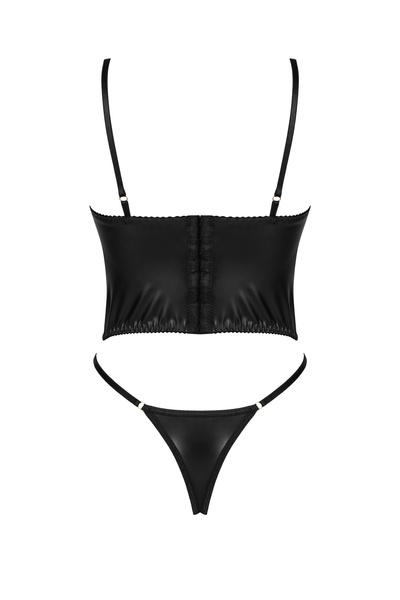 Beauty Night Sasha – komplet z ekoskóry, gorset + stringi