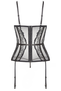 Beauty Night Ravenna Corset Black – koronkowy gorset z tiulem + stringi