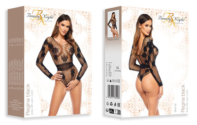 Beauty Night Regina Black – czarne body z siateczki w kwiaty