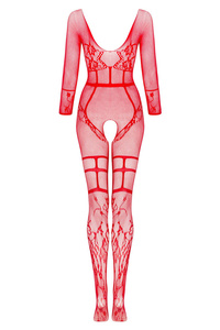 Beauty Night Lorna Red – czerwony bodystocking w kwiaty