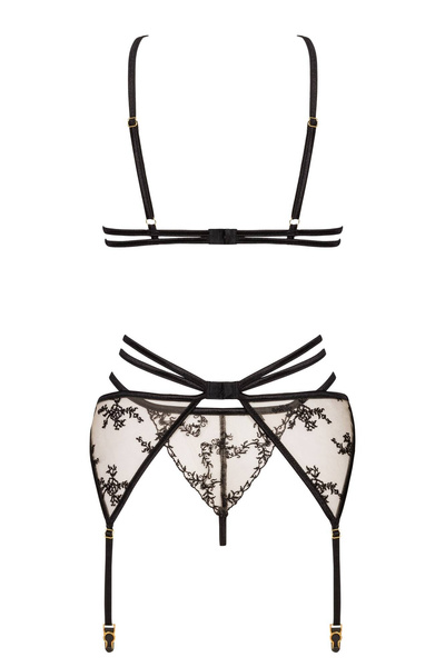 Beauty Night Aisha Set Black – cielisty tiul z czarnym wzorem