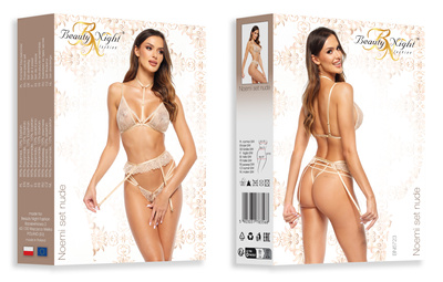 Beauty Night Noemi Set Nude – cielisty komplet koronkowy