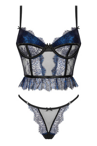 Beauty Night Saphira Set – czarny komplet z szafirową koronką