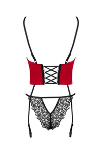 Beauty Night Olena – czerwony gorset z satyny + gipiura