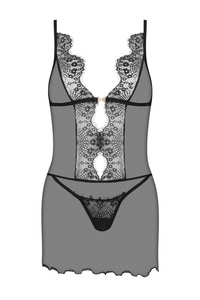 Beauty Night Davina Chemise – czarna halka z koronką i tiulem