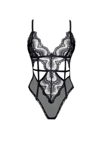 Beauty Night Peyton Teddy — body, koronka i siateczka, czarne