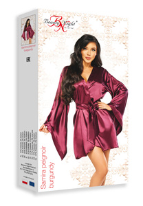 Beauty Night Samira Peignoir Burgundy – bordowy satynowy peniuar + stringi