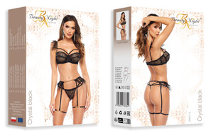 Beauty Night Crystal Black – koronkowy komplet premium