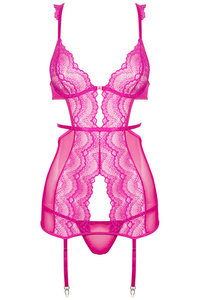 Beauty Night Peyton Chemise Purple – purpurowa koszulka z koronką + stringi